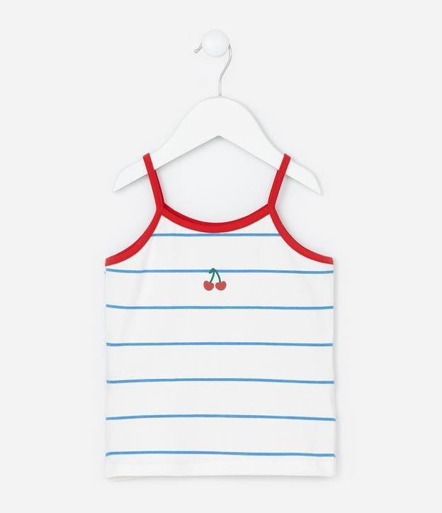Regata Infantil com Estampa de Listras e Cerejinhas  - Tam 1 a 6 Anos - 1