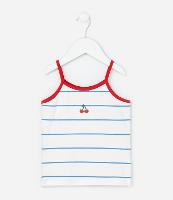Regata Infantil com Estampa de Listras e Cerejinhas  - Tam 1 a 6 Anos - 1