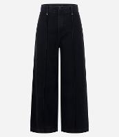 Calça Wide Leg Cropped em Jeans com Cós Alfaiatado - 1
