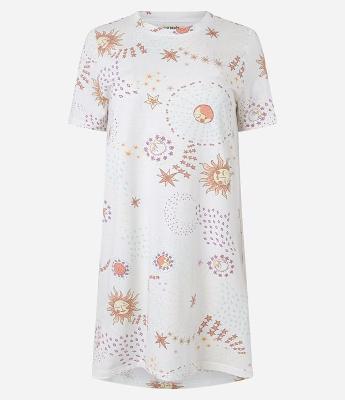 Camisola Curta em Algodão com Estampa de Estrelas