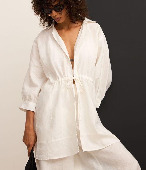 Saída de Praia Bata em Linho Puro com Amarração Frontal - 1