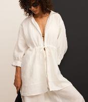 Saída de Praia Bata em Linho Puro com Amarração Frontal - 1