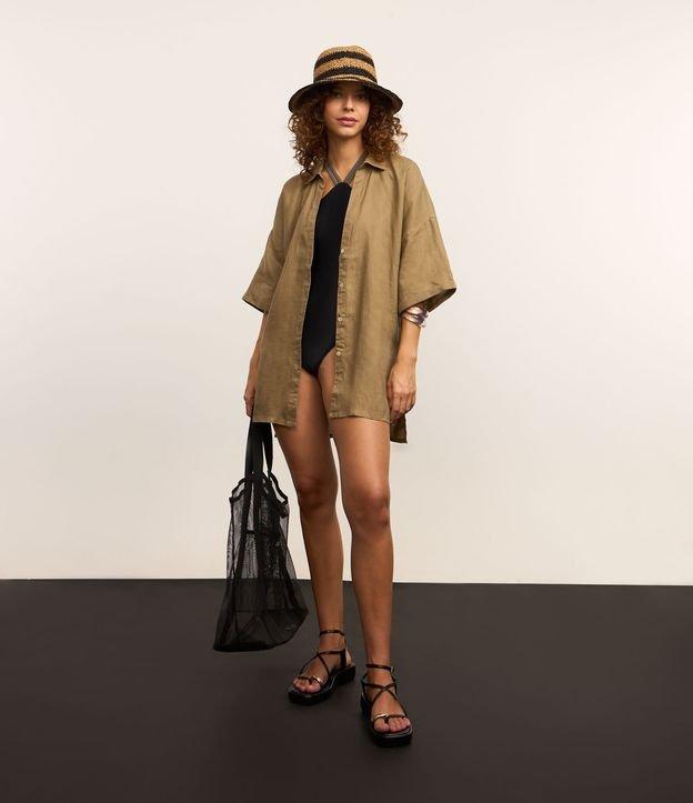 Saída de Praia Camisa em Linho Puro com Barra Mullet - 1