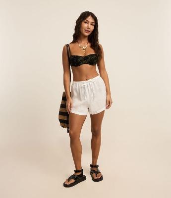Saída de Praia Short em Linho Puro