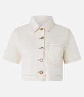 Camisa Cropeed em  Sarja com Bolso e Costura Aparente - 1