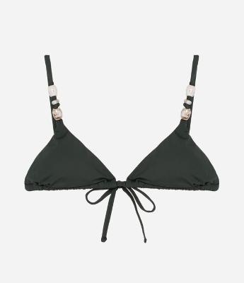 Biquíni Top Cortininha em Microfibra com Detalhe de Pedras