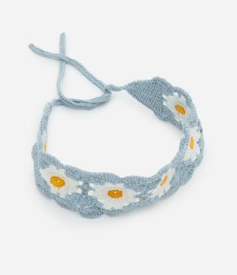 Faixa de Cabelo em Crochê com Margaridas