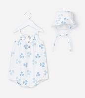 Macaquinho Infantil e Chapéu com Estampa de Conchas - Tam 0 a 18 Meses - 1