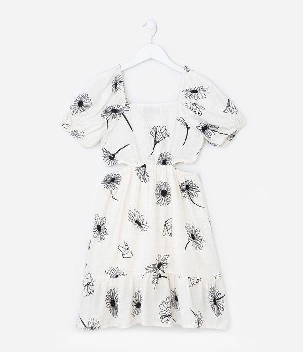 Vestido Infantil com Cut Out e Estampa Floral - Tam 5 a 14 Anos - 1