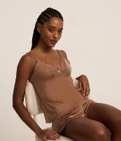 Pijama Short Doll em Microfibra Acetinada com Detalhe de Renda - 2