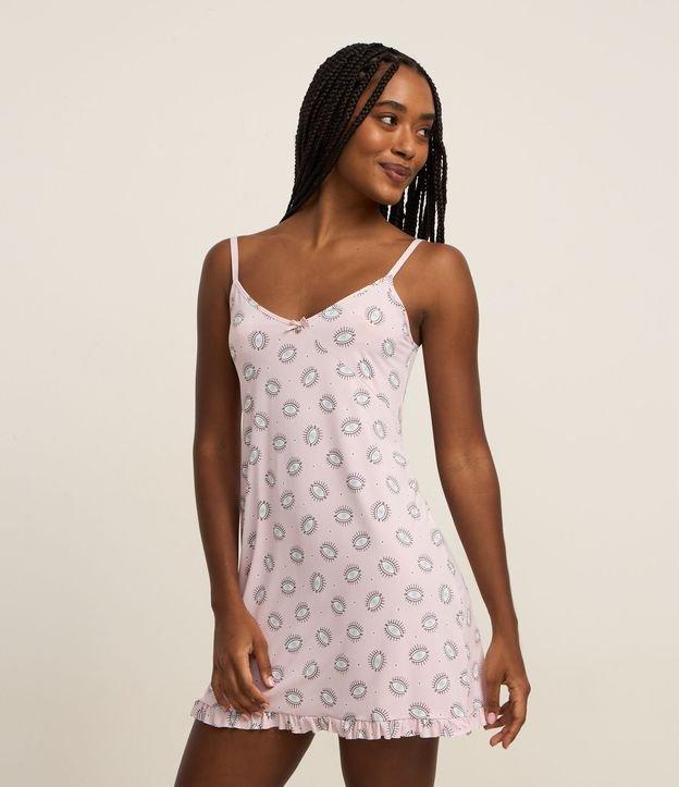 Camisola em Microfibra com Estampa de Olhinhos e Barra de Babadinhos - 2