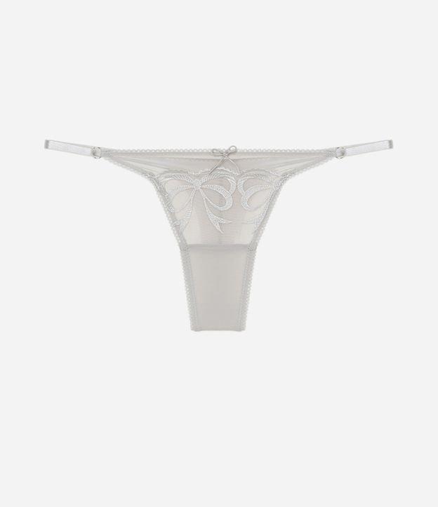 Calcinha String Fio Duplo em Tule com Bordado de Laços - 1