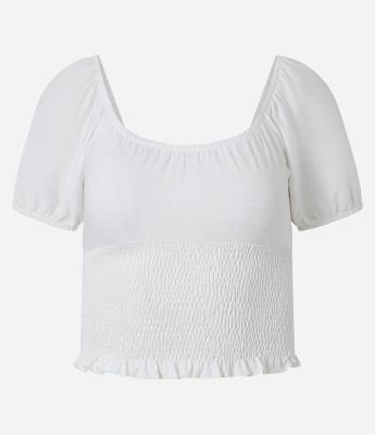 Blusa com Lastex e Manga Bufante