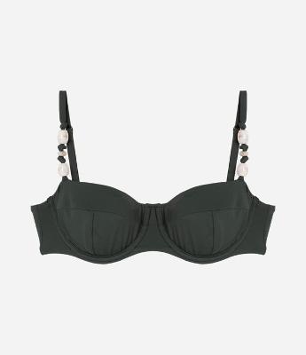 Biquíni Top Meia Taça em Microfibra com Pedras nas Alças