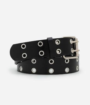 Cinto Médio Com Fivela Dupla Quadrada e Ilhós