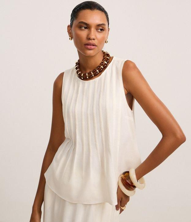 Blusa Peplum em Viscolinho com Frisos Frontais - 1