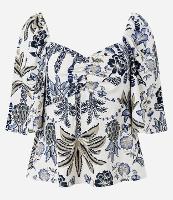 Blusa em Viscolinho com Decote Coração e Estampa Floral - 1