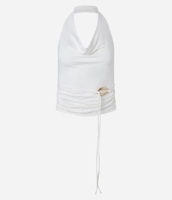 Blusa Frente Única com Decote Degagê e Amarração com Aviamento