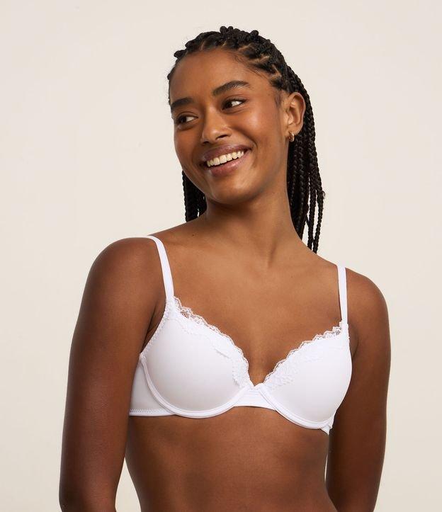 Sutiã Push Up com Bojo em Microfibra com Detalhes em Renda - 1