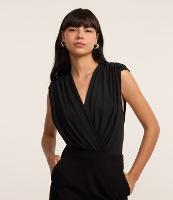 Body com Decote V Transpassado e Ombreiras - 1