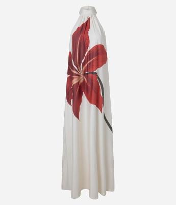 Vestido Ajustado em Microfibra com Estampa Floral