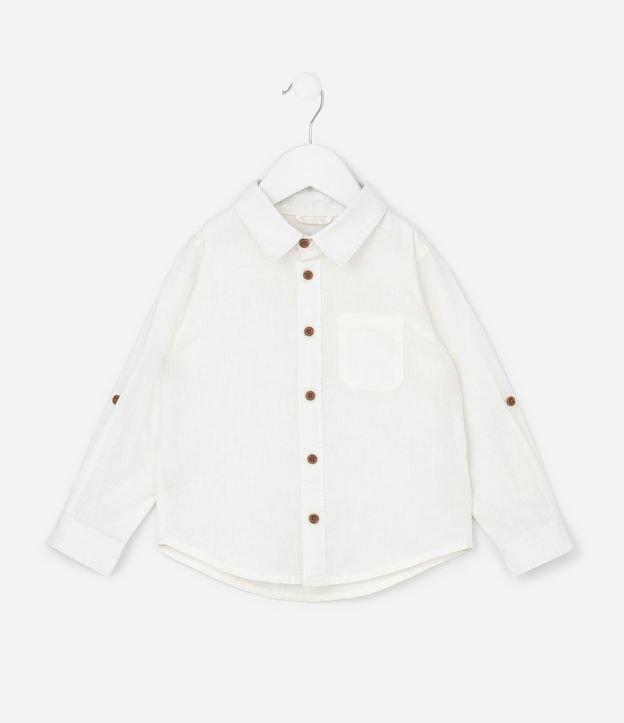 Camisa Infantil em Linho e Algodão com Bolsinho - Tam 1 a 6 Anos - 1