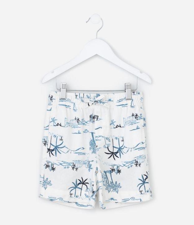 Bermuda Infantil de Banho em Viscolinho com Estampa de Praia - Tam 5 a 14 Anos - 1
