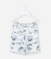 Bermuda Infantil de Banho em Viscolinho com Estampa de Praia - Tam 5 a 14 Anos - 1