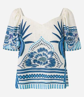 Blusa em Viscolinho com Estampa de Arara e Flores Bicolor