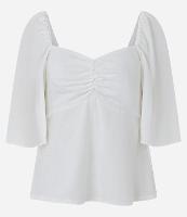 Blusa em Viscolinho com Decote Coração e Lastex - 1