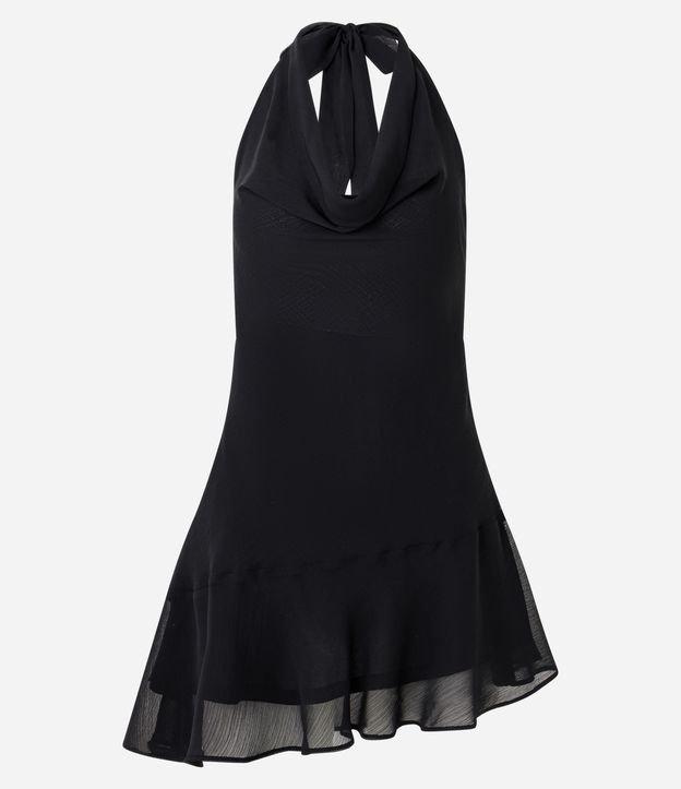 Vestido Curto com Decote Degagê e Babadinhos na Barra - 1