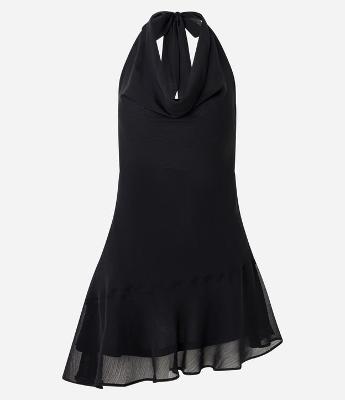 Vestido Curto com Decote Degagê e Babadinhos na Barra