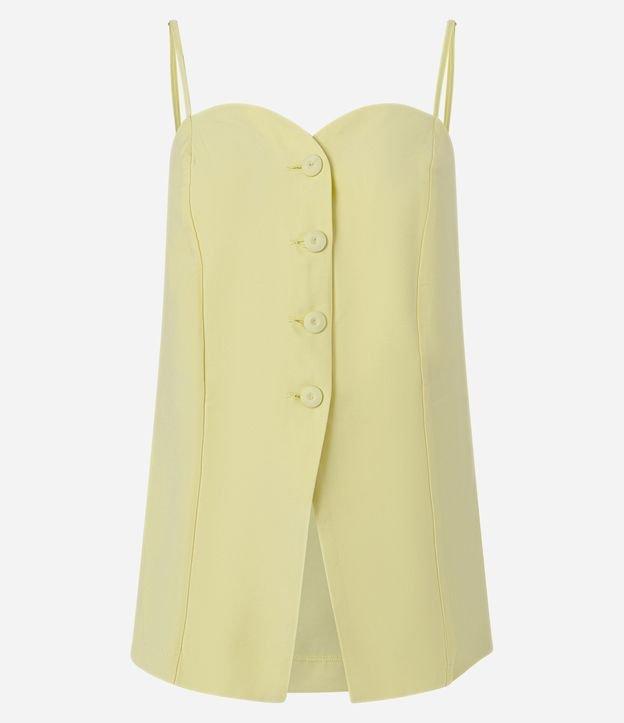 Blusa de Alça em Viscose com Decote Coração e Botões - 1