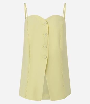 Blusa de Alça em Viscose com Decote Coração e Botões