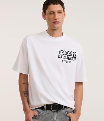 Camiseta Relaxed em Algodão com Estampa Frente e Costas Bright Future
