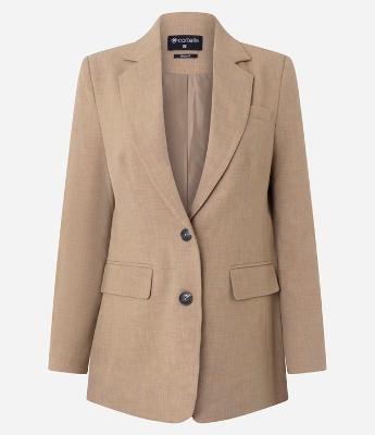 Blazer Comfort Alfaiatado com Lapelas e Linhas Pontilhadas