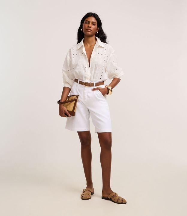 Bermuda Cintura Alta em Sarja com Cós Alfaiatado - 2