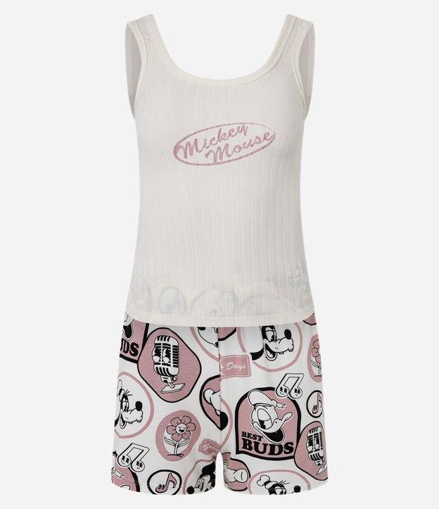 Pijama Short Doll Manga em Ribana com Estampa Mickey - 1
