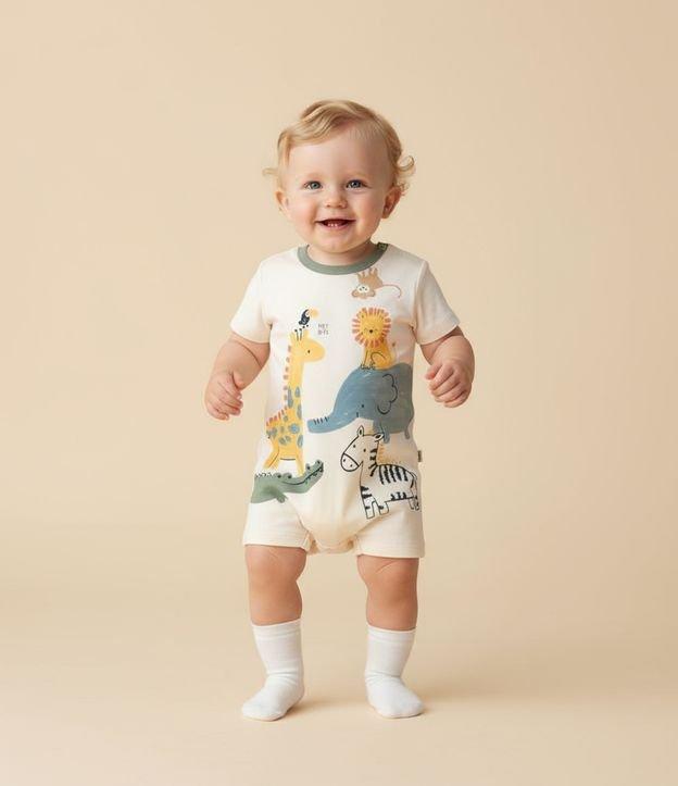 Macaquinho Infantil com Estampa Animais Empilhados - Tam 0 a 18 meses - 1