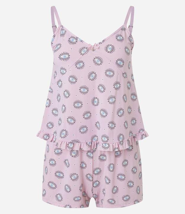 Pijama Short Doll em Microfibra com Estampa de Olho Grego - 1