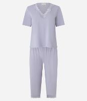 Pijama Capri em Microfibra com Renda no Decote V - 1
