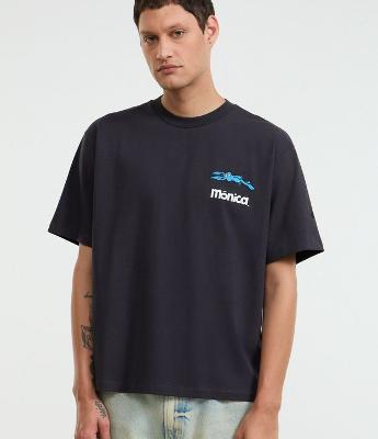 Camiseta Boxy em Algodão com Estampa Mônica e Sansão