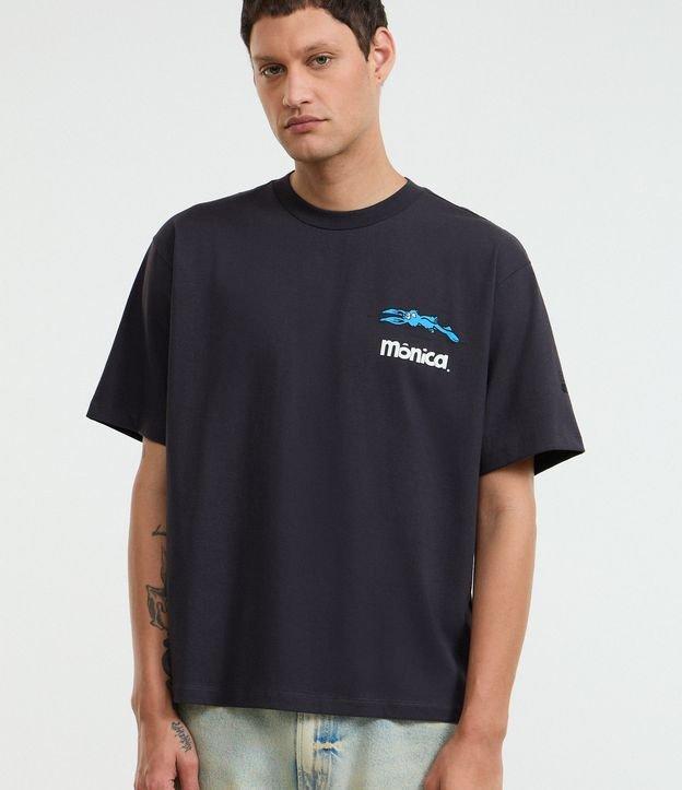 Camiseta Boxy em Algodão com Estampa Mônica e Sansão - 1