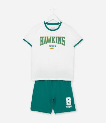 Pijama Curto Infantil Estampado Stranger Things - Tam 9 a 16 Anos