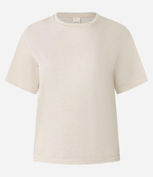 Blusa com Gola Redonda e Listras de Fio Metalizado - 1