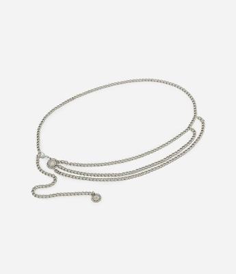 Cinto Corrente Estreito com Pingentes de Medalha