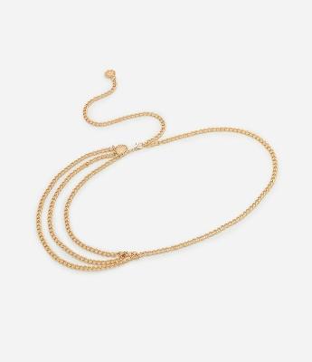 Cinto Corrente Estreito com Pingentes de Medalha