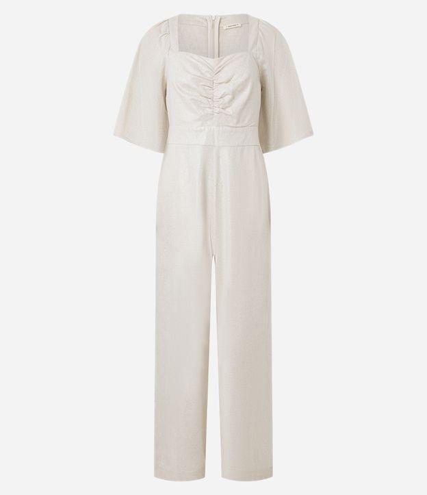 Macacão Wide Leg em Viscolinho com Franzido no Busto - 1