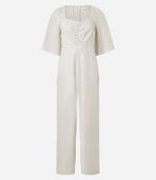 Macacão Wide Leg em Viscolinho com Franzido no Busto - 1