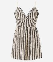 Vestido Curto em Tricô com Listras e Furinhos - 1